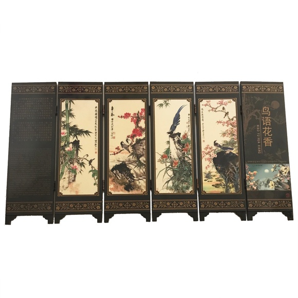 NWOT Miniature Oriental Folding Art Screen - Picture 1 of 6